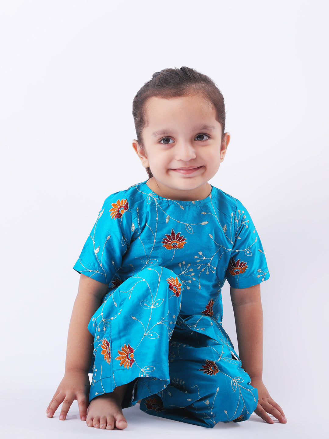 Blue Blossom Co-Ord Set for Girls (2–6 Years) | Festive Wear by Styled by Hazel