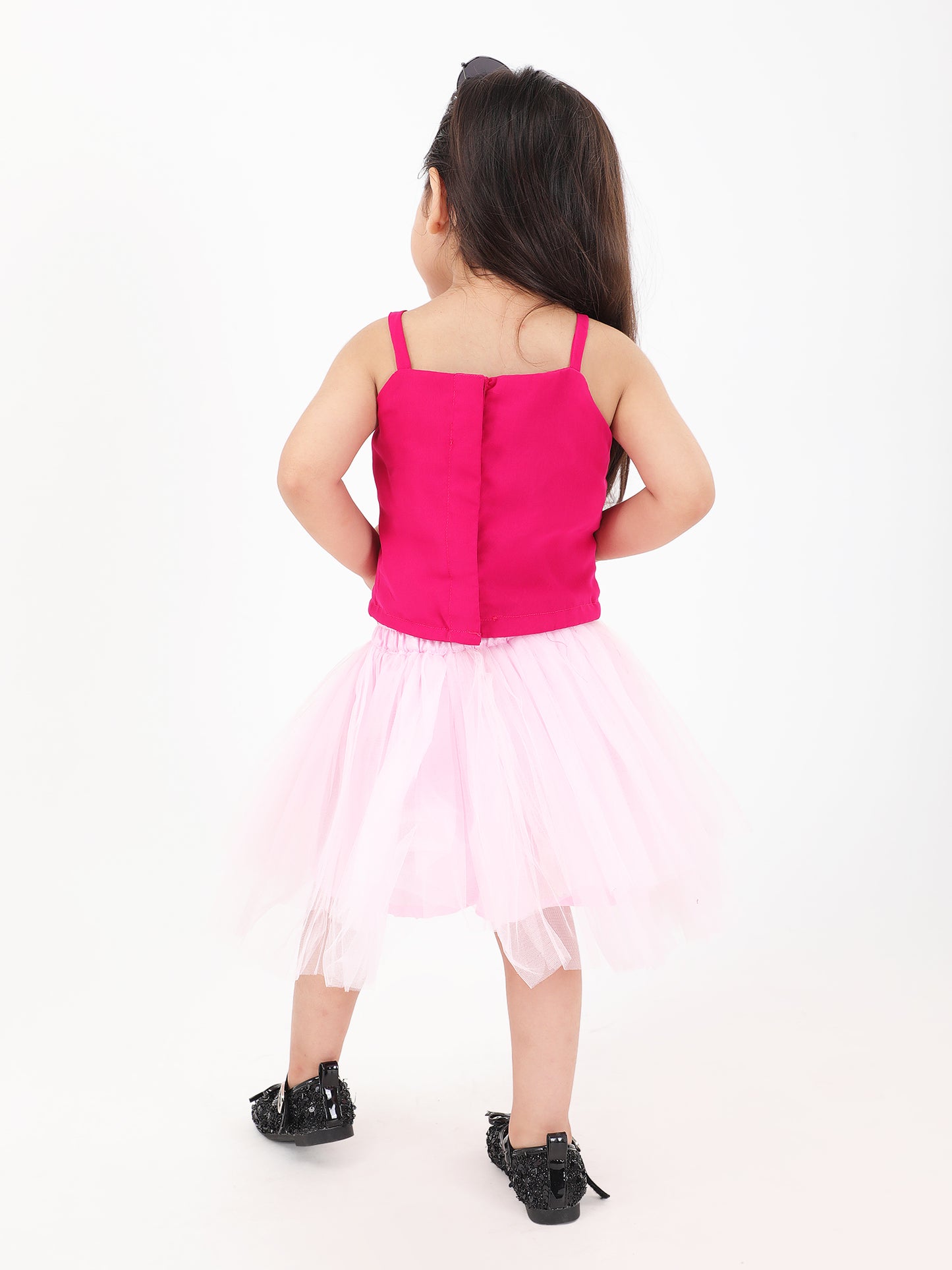 Girls Pink Floral Top with Skirt Set – Festive & Party Wear (1–6 yrs)