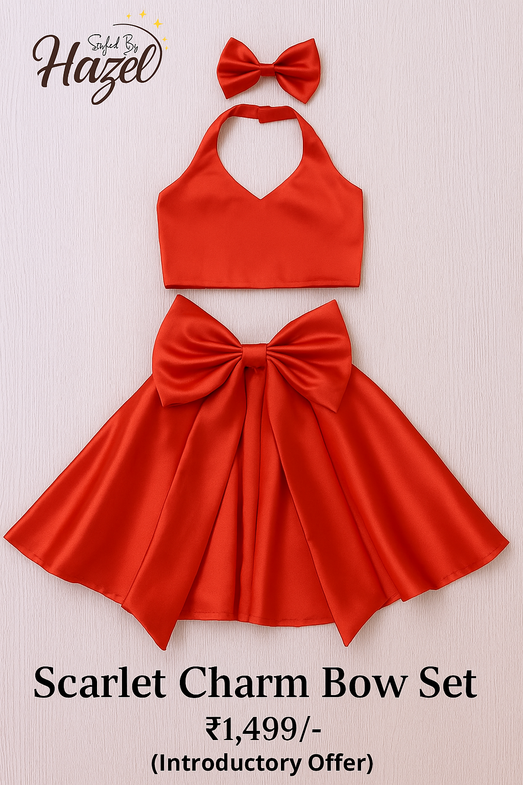 Scarlet Charm Bow Set – Elegant Red Party Dress for Girls (0–8 Years)